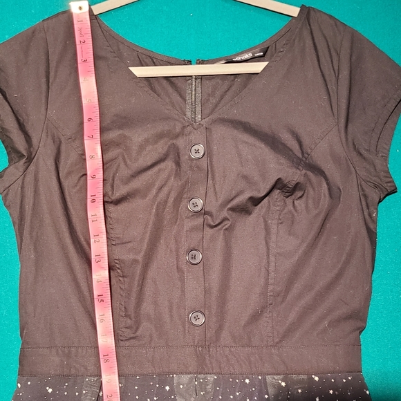 eShakti Star print button front mixed media dress - custom styling - Picture 5 of 8